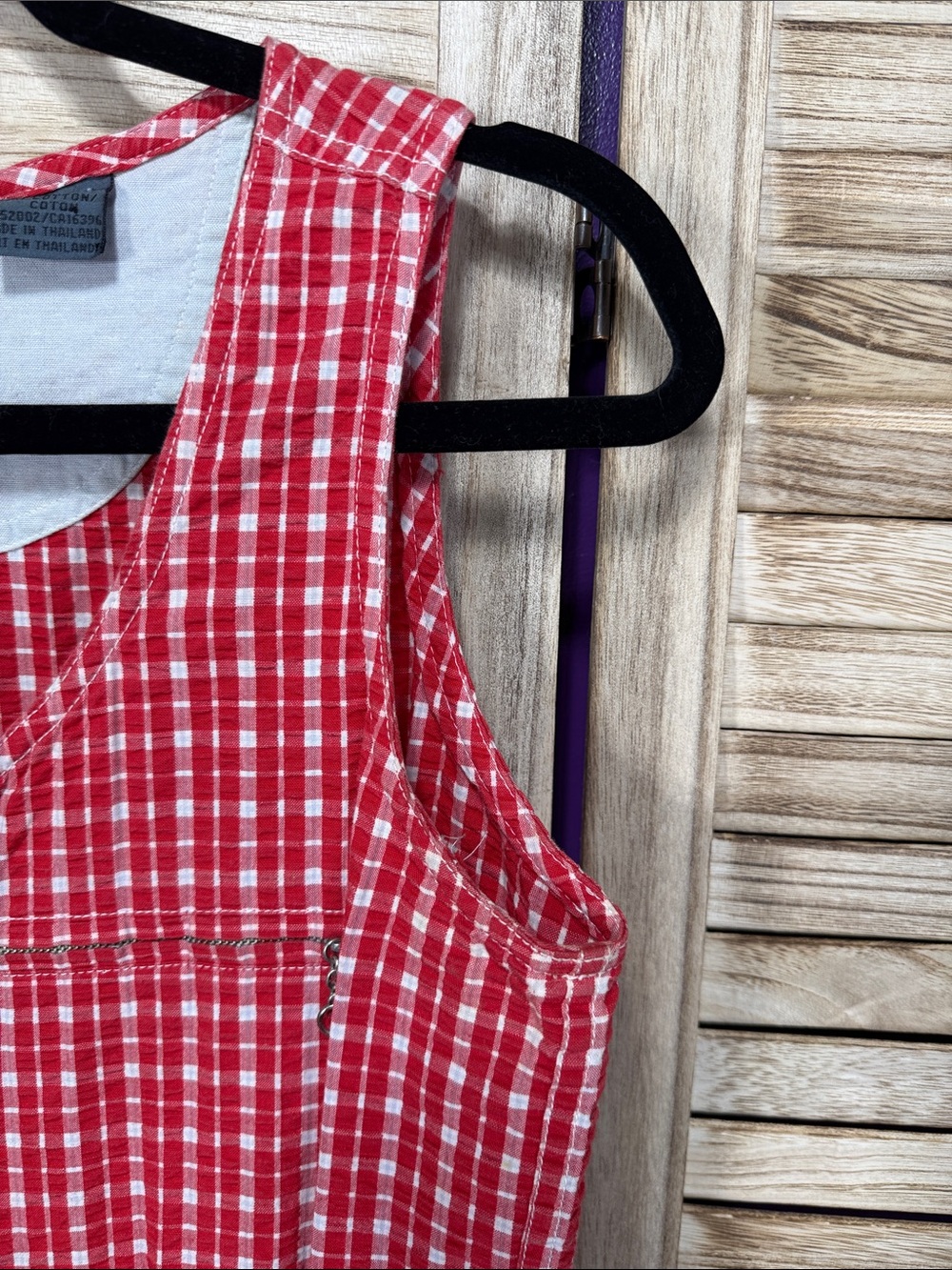 LizWear Ruby Gingham Seersucker Plaid Sleeveless Jumpsuit Vintage Circa 1980's 4 - Picture 4 of 14